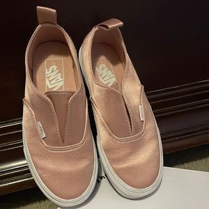 Light pink satin Vans worn twice.